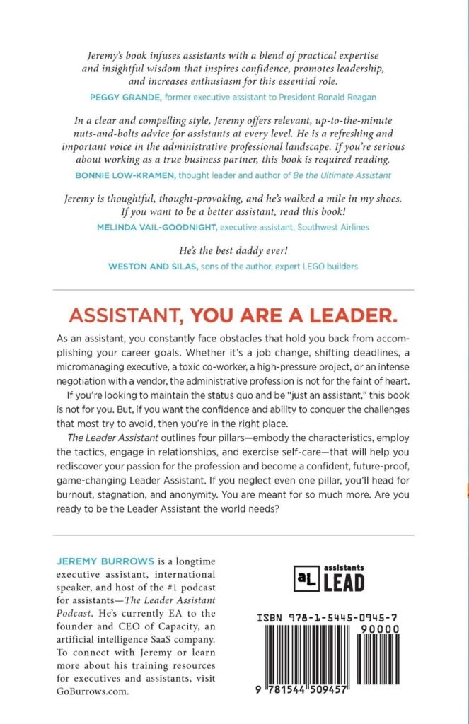 The Leader Assistant: Four Pillars of a Confident, Game-Changing Assistant     Paperback – June 12, 2020